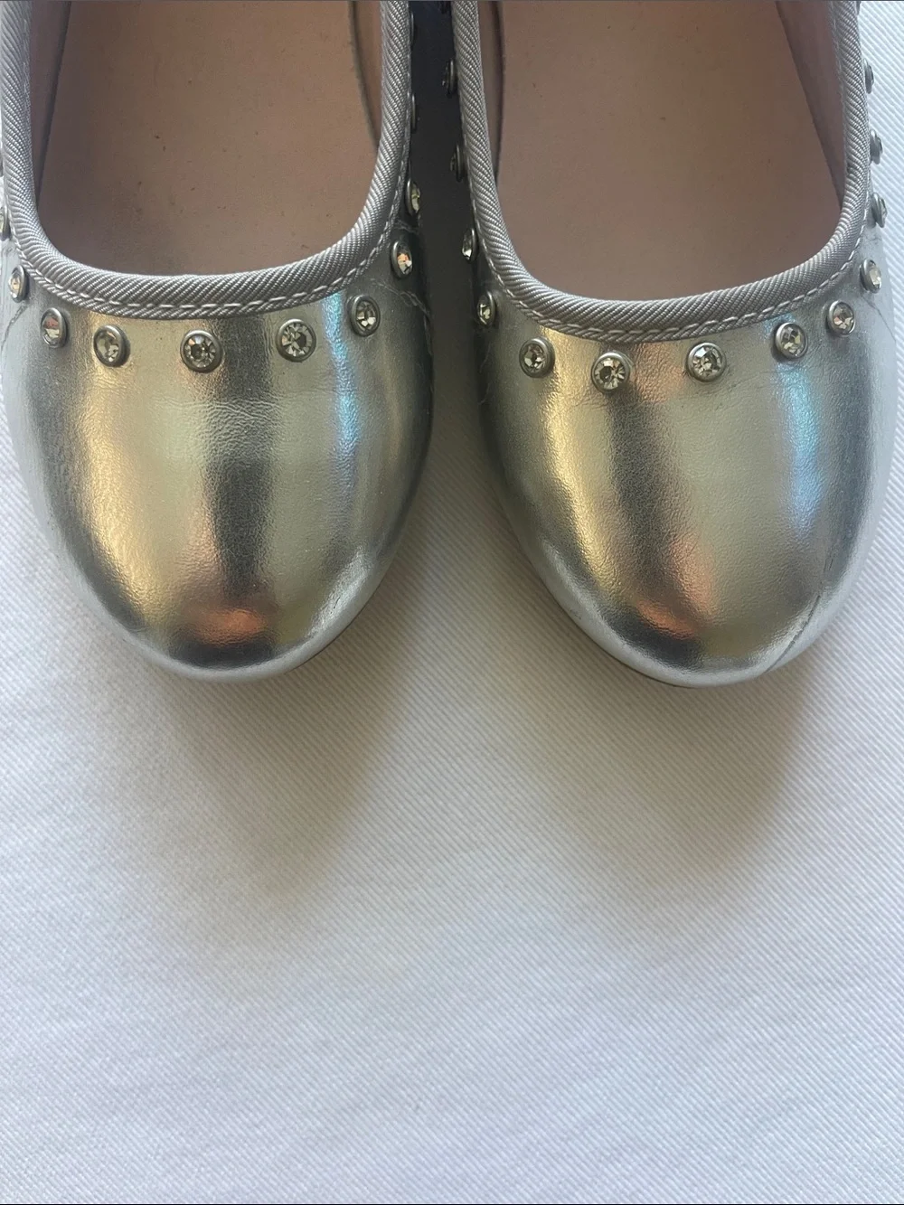 Steve Madden Kids Silver Mary Jane Studded Flats Size 2